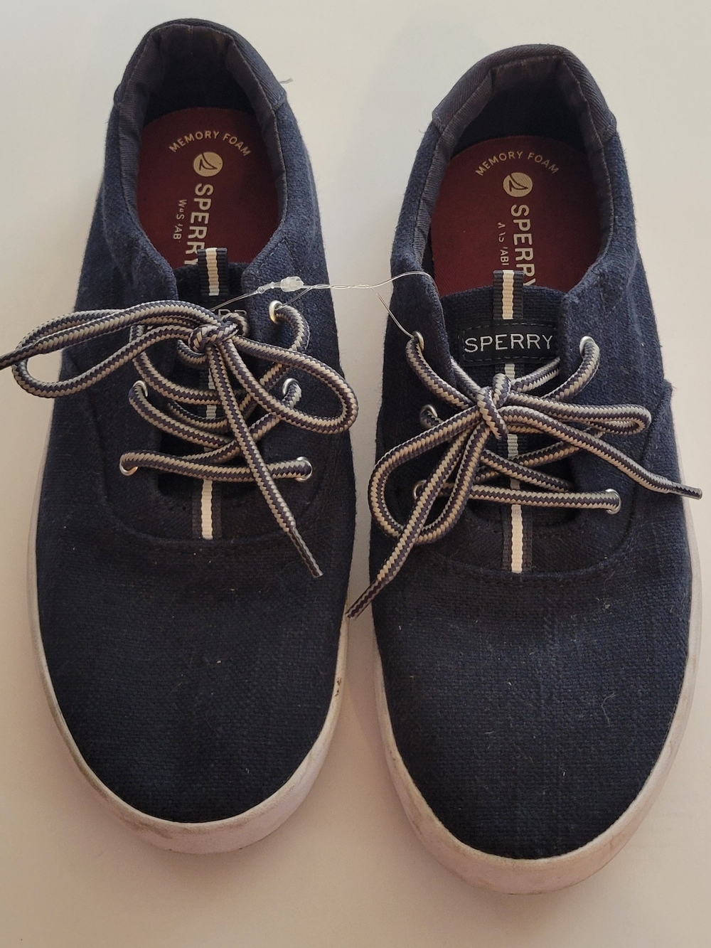 Sperry Women's Navy Canvas Lace-Up Boat Shoes with Memory Foam